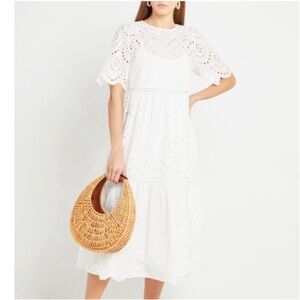 O.P.T. Eyelet tiered white lace
Zara midi dress